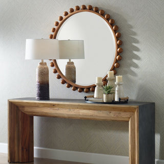 Cyra Wood Round Mirror
