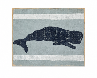 Whale with End Stripes Hand Painted Distressed Wood
