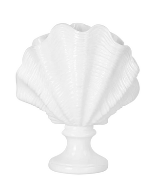 White Resin Clam Statue   Small
