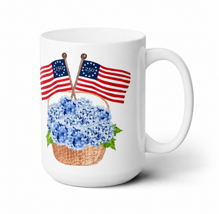 Patriotic Hydrangea Basket Ceramic Mug
