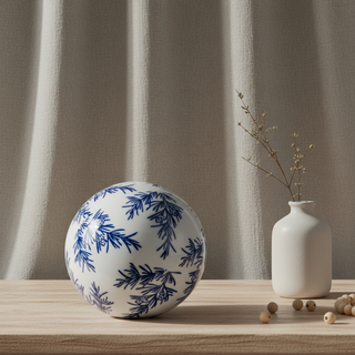 Blue & White Ceramic Chinoiserie Ball I
