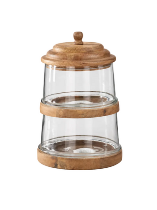Stacking Glass & Wood Jar Tower
