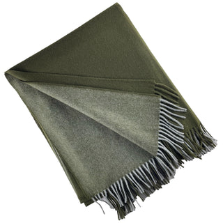 100% Wool Two Tone Throw with Fringe   55"x75"
