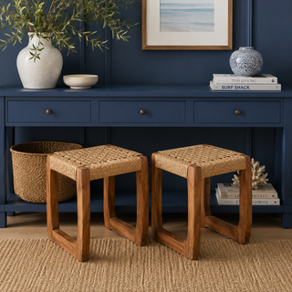 Woven Top Wooden Stool
