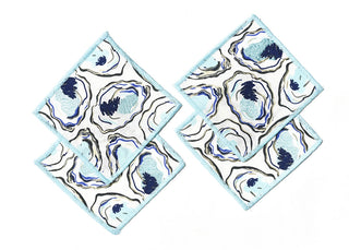 Set of 4   Oyster Print Fabric Coasters
