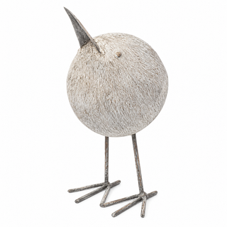 Snipe I Off White Resin Bird Ornament with Metal Feet
