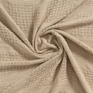 Transitional Tan Geometric Cotton Throw Blanket
