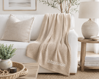 *CUSTOM* Cape Cod Throw   Oatmeal   White Thread   JERSEY SHORE
