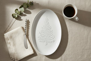 Tree Ceramic Oval Plate and Beaded Spreader
