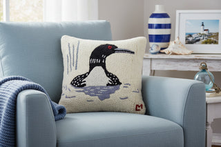 Summer Loon Hand Hooked Wool Throw/Decorative Pillow
