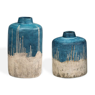 Coastal Cascade Indoor Outdoor Vases   Set of 2
