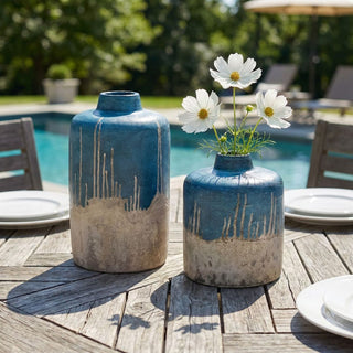 Coastal Cascade Indoor Outdoor Vases   Set of 2
