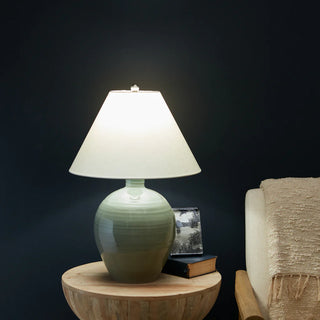 Belmont Pottery Lamp with Linen Empire Shade   16" Sugar
