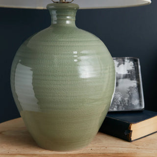 Belmont Pottery Lamp with Linen Empire Shade   16" Sugar
