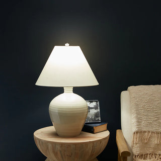 Belmont Pottery Lamp with Linen Empire Shade   16" Sugar
