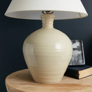 Belmont Pottery Lamp with Linen Empire Shade   16" Sugar
