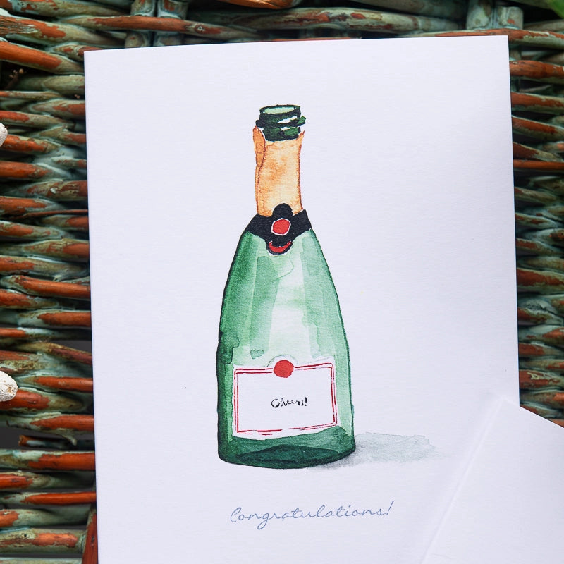 Champagne Congratulations Note Card (Single Card)