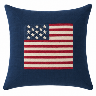 Flag Indigo Linen Porch Pillow 21" x 21"
