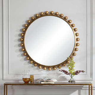 Cyra Wood Round Mirror
