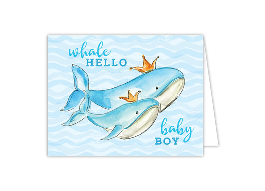 Whale Hello Baby Boy Blue Whale Greeting Card