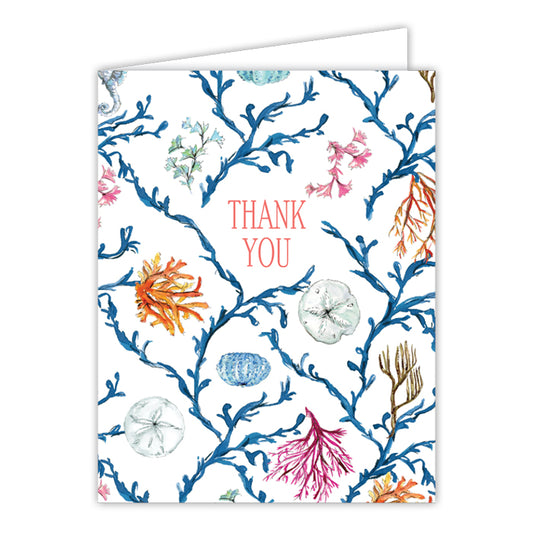 Thank You Coastal Blue Coral Greeting Card