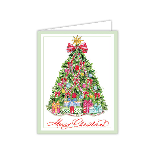 Greeting Card - Merry Christmas Tree with Red Bows