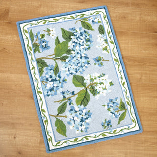 Blue Hydrangea Hook Rug   Sally Eckman Roberts
