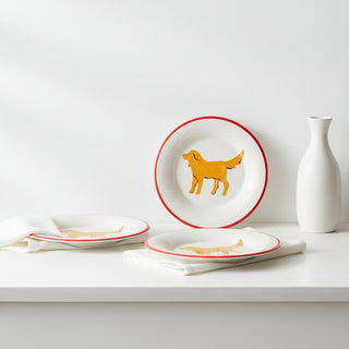 Beach Dog Yellow Round Plate
