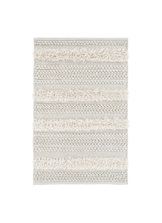 Zhara Stripe Handwoven Performance Rug   Ivory
