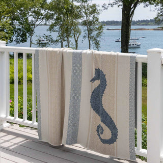 Seahorse Square Throw Blanket   Beige
