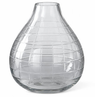 Etched Tear Drop Clear Glass Vase
