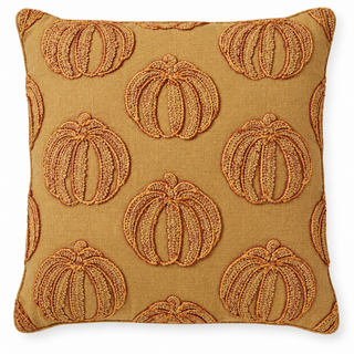20 Inch Orange Pumpkin Embroidered Pillow
