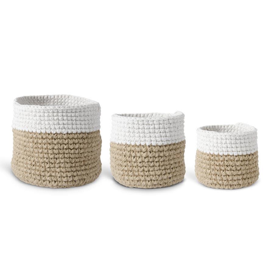 Medium Tan and Cream Woven Baskets