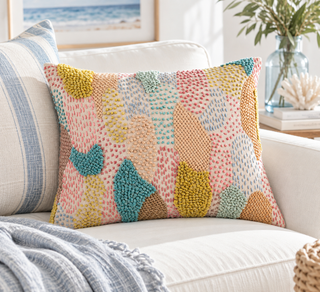 Zinnia Embroidered Decorative Pillow   16" Lumbar
