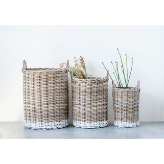 Rattan Baskets with Handles Large