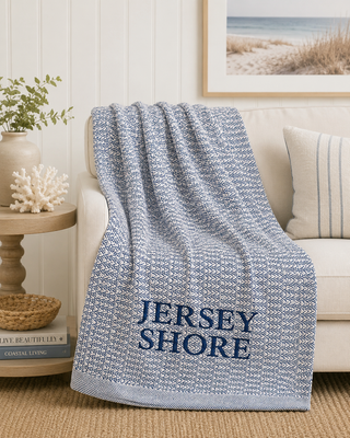 *CUSTOM* Cape Cod Throw   Regatta   Navy Thread   JERSEY SHORE
