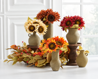 27 Inch Orange Sunflower Wreath w/Mini Pumpkins Berry Spikes & Eva
