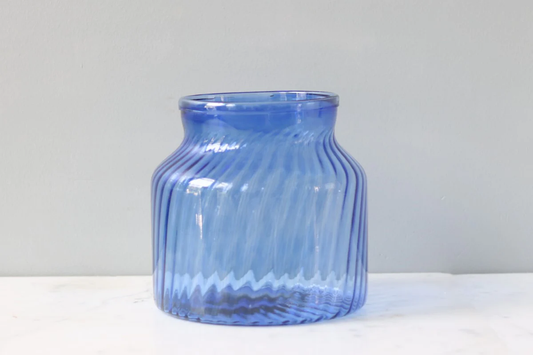 Fluted Flower Vase, Blue