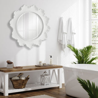 Sea Coral Round Mirror   White
