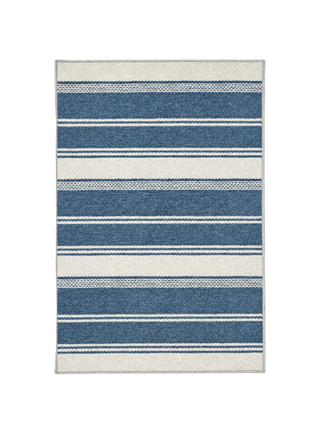 Bowman Stripe Machine Washable Rug   Blue
