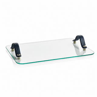 Laguna Glass, Nickel & Leather Bar / Cheese Tray
