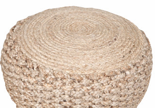 Natural Braided Jute Pouf Tan
