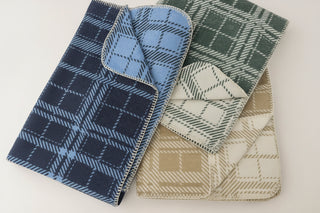 Double Faced Two Color Plaid with Blanket Stitch Edge
