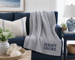 *CUSTOM* Cape Cod Throw   Marine   Navy Thread   JERSEY SHORE
