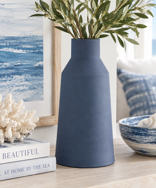 16 Inch Navy Blue Matte Metal Vase
