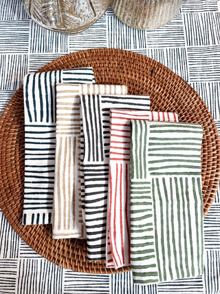 Set of 4   Organic Napkins   Striped
