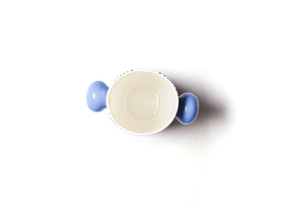 Iris Blue Large Cylinder Vase with Knob Handles
