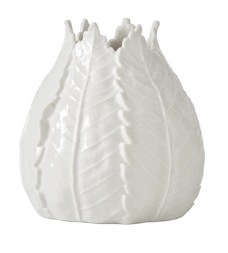 6 Inch White Ceramic Leaf Vase
