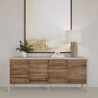 Elode Solid Wood 4Dr Cabinet   Beige   Natural
