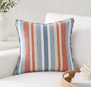 Miles Stripe Navy Decorative Indoor/Outdoor Pillow 20" Square
